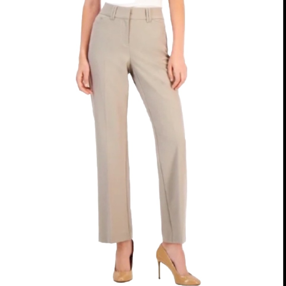 NWT INC International Concepts Boot Leg Pants Curvy Mid Rise Beige Sz 8S